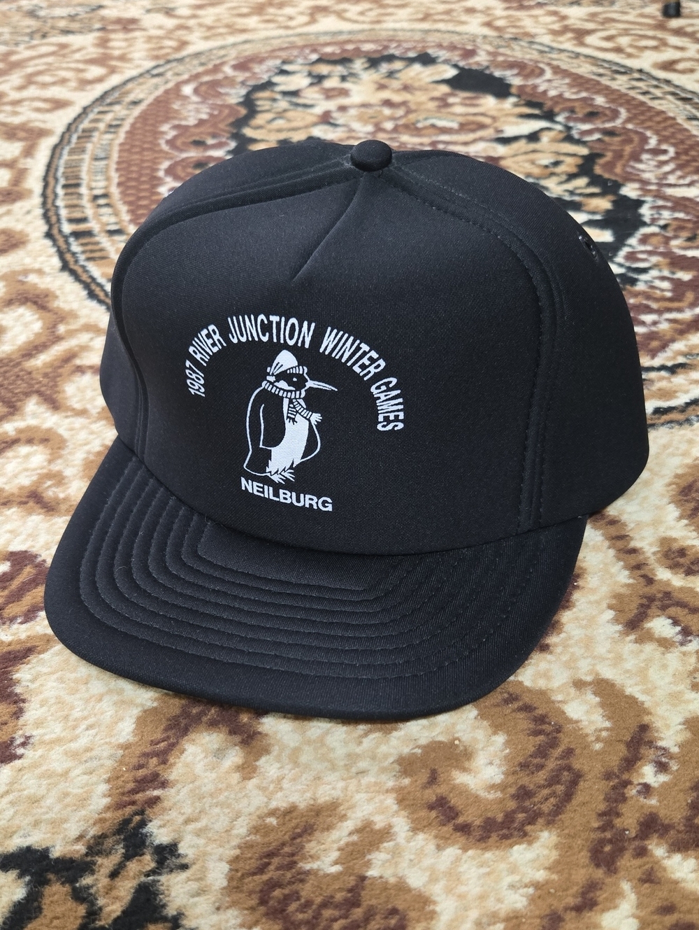 1987 River Junction Winter Games Neilburg Retro Trucker Hat Snapback Cap 80s 90s